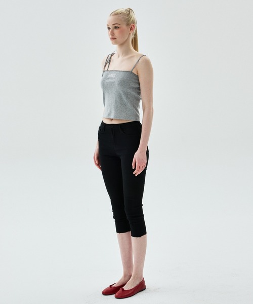 Mardi Mercredi(マルディメクルディ)の「SLEEVELESS EYELET RIBBON DETAIL / スリーブレス アイレット リボン ディテール(キャミソール・レディース・グレー/アイボリー/スカイブルー・FREE)」の9枚目の写真