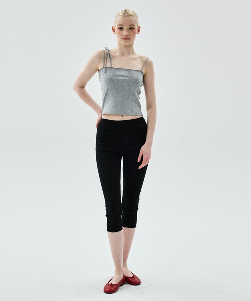 Mardi Mercredi(マルディメクルディ)の「SLEEVELESS EYELET RIBBON DETAIL / スリーブレス アイレット リボン ディテール(キャミソール・レディース・グレー/アイボリー/スカイブルー・FREE)」の7枚目の写真