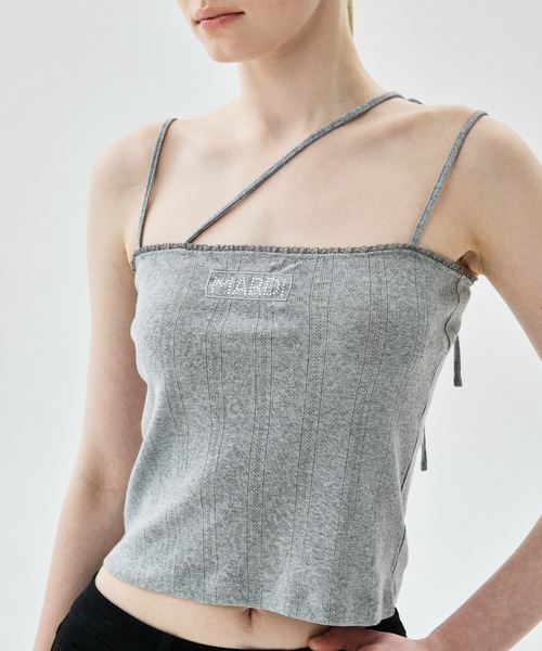 Mardi Mercredi(マルディメクルディ)の「SLEEVELESS EYELET RIBBON DETAIL / スリーブレス アイレット リボン ディテール(キャミソール・レディース・グレー/アイボリー/スカイブルー・FREE)」の5枚目の写真