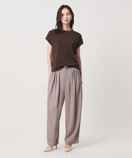 UNITED ARROWS（ユナイテッドアローズ）の「ミニハイネック フレンチスリーブ ニット リンキング -ウォッシャブル-（ニット/セーター・レディース・ブラック/ダークブラウン・FREE）」の5枚目の写真