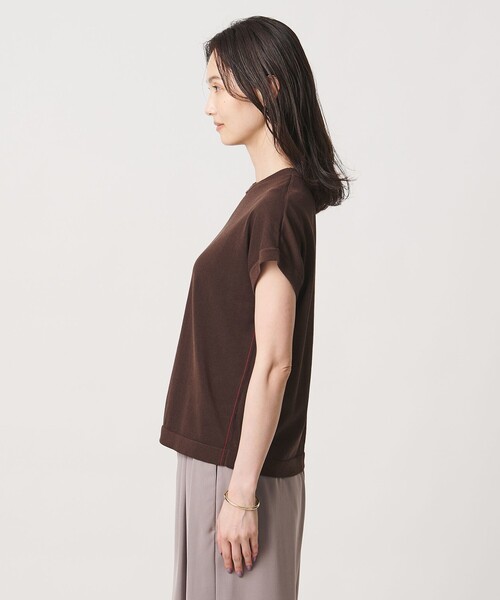 UNITED ARROWS（ユナイテッドアローズ）の「ミニハイネック フレンチスリーブ ニット リンキング -ウォッシャブル-（ニット/セーター・レディース・ブラック/ダークブラウン・FREE）」の7枚目の写真