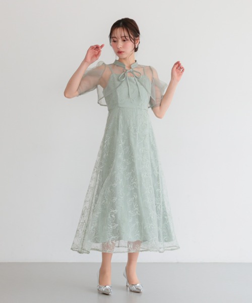 Cupid Heart（キューピッドハート）の「【Cupid Heart】結婚式用！ボレロ付き2WAYシアーチュールフレアドレス（ドレス・レディース・チャコール/ブルーグレー/ミント・MEDIUM）」の14枚目の写真