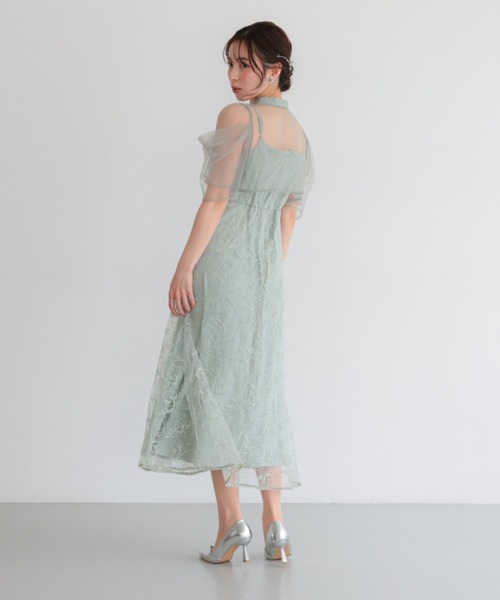 Cupid Heart（キューピッドハート）の「【Cupid Heart】結婚式用！ボレロ付き2WAYシアーチュールフレアドレス（ドレス・レディース・チャコール/ブルーグレー/ミント・MEDIUM）」の15枚目の写真