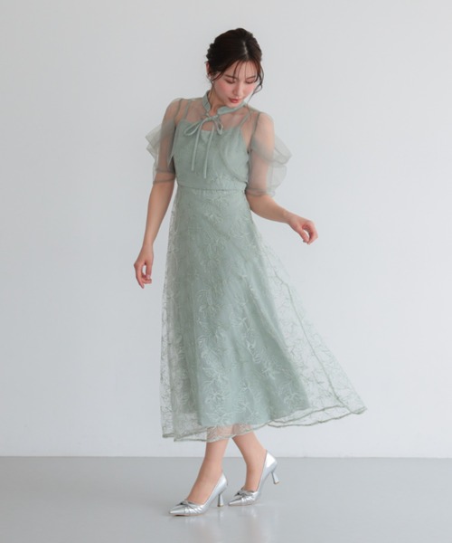 Cupid Heart（キューピッドハート）の「【Cupid Heart】結婚式用！ボレロ付き2WAYシアーチュールフレアドレス（ドレス・レディース・チャコール/ブルーグレー/ミント・MEDIUM）」の16枚目の写真
