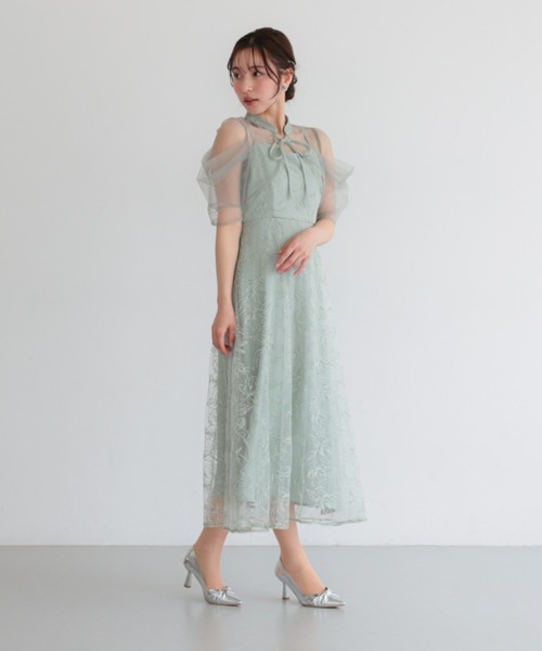 Cupid Heart（キューピッドハート）の「【Cupid Heart】結婚式用！ボレロ付き2WAYシアーチュールフレアドレス（ドレス・レディース・チャコール/ブルーグレー/ミント・MEDIUM）」の11枚目の写真