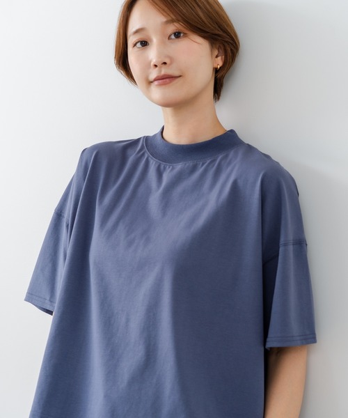 fort point(フォーポイント)の「【C-FORTPOINT/フォートポイント】【ストレッチ性抜群の冷感素材を使用】ハイネック ドロップショルダー5分袖Tシャツ プルオーバー 接触冷感 涼しい 体形カバー サイドスリット(Tシャツ/カットソー・レディース・オフホワイト/イエロー/グレイッシュブルー/ライトグレー/ブラック・FREE)」の20枚目の写真