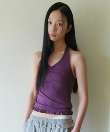 HALTER FRILL TOP PURPLE