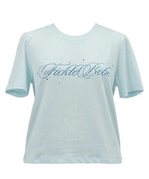 FickleBebe(フィクルベベ)の「カラービジューロゴTEE(Tシャツ/カットソー・レディース・ピンク/サックスブルー/ブラック/ホワイト・FREE)」の3枚目の写真