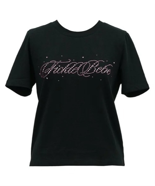FickleBebe(フィクルベベ)の「カラービジューロゴTEE(Tシャツ/カットソー・レディース・ピンク/サックスブルー/ブラック/ホワイト・FREE)」の2枚目の写真