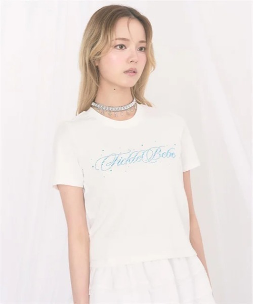 FickleBebe(フィクルベベ)の「カラービジューロゴTEE(Tシャツ/カットソー・レディース・ピンク/サックスブルー/ブラック/ホワイト・FREE)」の13枚目の写真