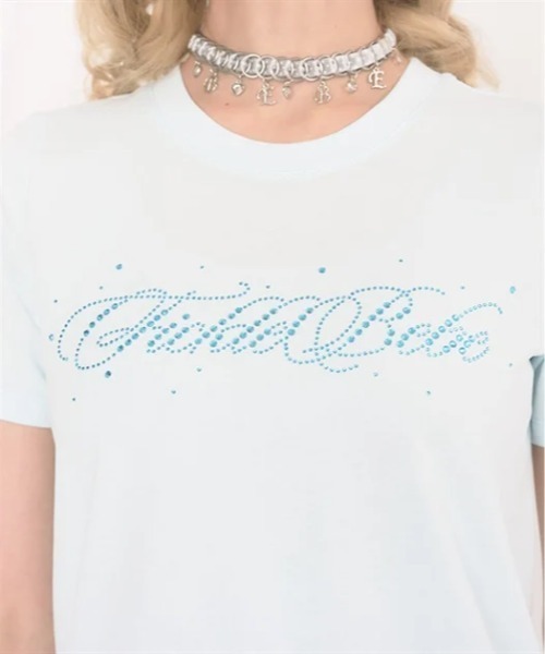 FickleBebe(フィクルベベ)の「カラービジューロゴTEE(Tシャツ/カットソー・レディース・ピンク/サックスブルー/ブラック/ホワイト・FREE)」の9枚目の写真