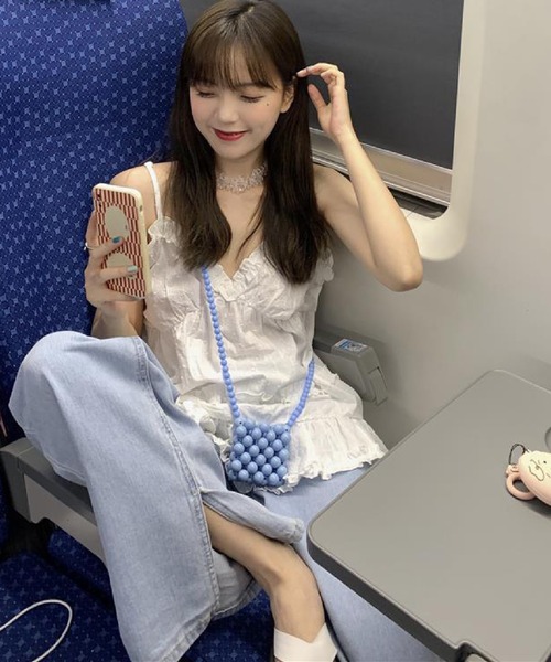HALEY PESCA(ヘーリーペスカ)の「HALEY PESCA/シアーフリルティアードボリュームキャミソール(キャミソール・レディース・ブラック/ホワイト・FREE)」の8枚目の写真
