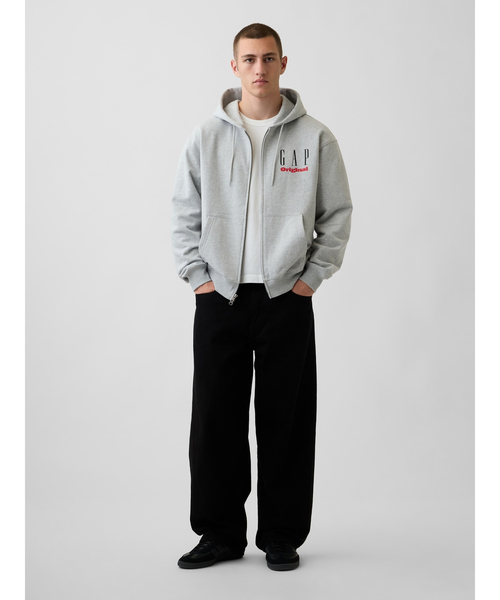 GAP(ギャップ)の「ヘビーウェイト フレンチテリー オーバーサイズ GAPロゴ ジップアップパーカー(スウェット・メンズ・ブラウン/アイボリー/グレー/ネイビー・XS/L/S/XL/M)」の7枚目の写真