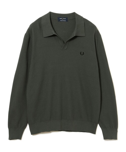 FRED PERRY（フレッドペリー）の「【別注】FRED PERRY / Skipper Knit Long Sleeve Polo Shirt（ポロシャツ・メンズ・ブラック/グリーン系その他・SMALL/X-LARGE/LARGE/MEDIUM）」の5枚目の写真