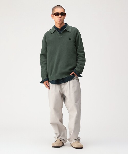 FRED PERRY（フレッドペリー）の「【別注】FRED PERRY / Skipper Knit Long Sleeve Polo Shirt（ポロシャツ・メンズ・ブラック/グリーン系その他・SMALL/X-LARGE/LARGE/MEDIUM）」の8枚目の写真
