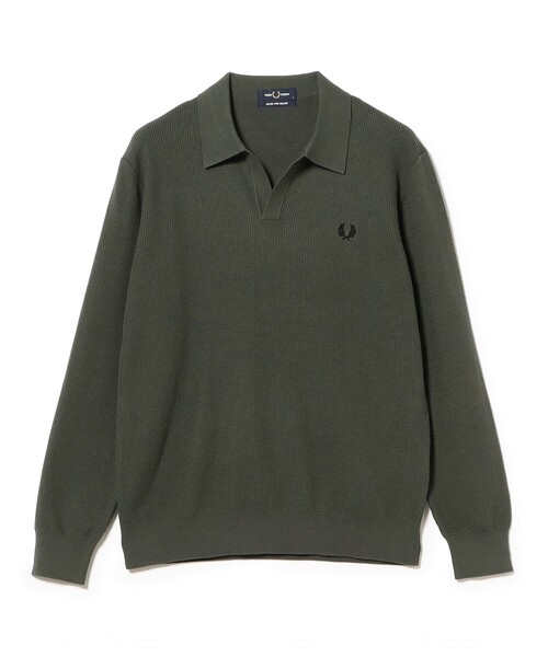 FRED PERRY（フレッドペリー）の「【別注】FRED PERRY / Skipper Knit Long Sleeve Polo Shirt（ポロシャツ・メンズ・ブラック/グリーン系その他・SMALL/X-LARGE/LARGE/MEDIUM）」の14枚目の写真