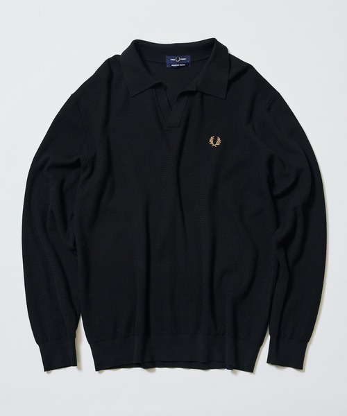 FRED PERRY（フレッドペリー）の「【別注】FRED PERRY / Skipper Knit Long Sleeve Polo Shirt（ポロシャツ・メンズ・ブラック/グリーン系その他・SMALL/X-LARGE/LARGE/MEDIUM）」の2枚目の写真