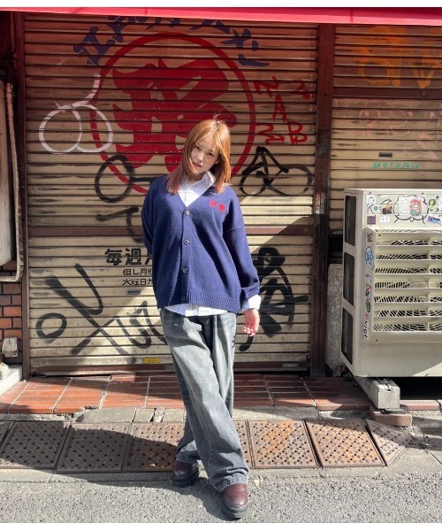 My sugar Babe（マイシュガーベイブ）の「heart jacquard cardigan（カーディガン/ボレロ・メンズ・アイボリー/ブルー系・LARGE/MEDIUM）」の5枚目の写真