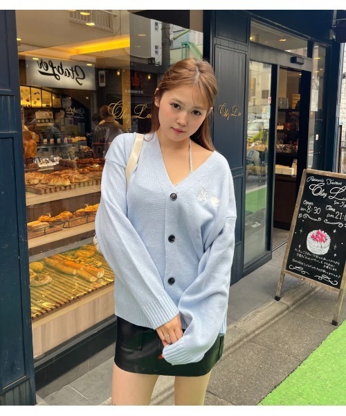 My sugar Babe（マイシュガーベイブ）の「heart jacquard cardigan（カーディガン/ボレロ・メンズ・アイボリー/ブルー系・LARGE/MEDIUM）」の6枚目の写真