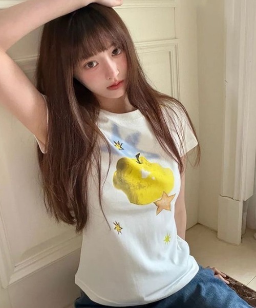 SHERU(シェル)の「レトログラフィック アップルプリント コンパクトチビTシャツ(Tシャツ/カットソー・レディース・ホワイト/ホワイト系その他・M)」の18枚目の写真