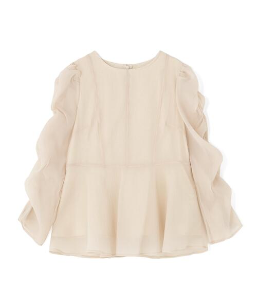 NATURAL BEAUTY BASIC(ナチュラルビューティーベーシック)の「シアーペプラムブラウス(シャツ/ブラウス・レディース・ホワイト系その他/ダークブラウン/ベージュ・SMALL/MEDIUM)」の8枚目の写真