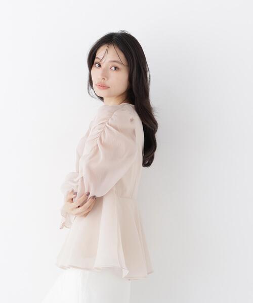 NATURAL BEAUTY BASIC(ナチュラルビューティーベーシック)の「シアーペプラムブラウス(シャツ/ブラウス・レディース・ホワイト系その他/ダークブラウン/ベージュ・SMALL/MEDIUM)」の10枚目の写真