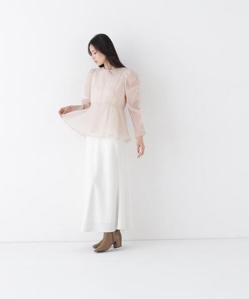 NATURAL BEAUTY BASIC(ナチュラルビューティーベーシック)の「シアーペプラムブラウス(シャツ/ブラウス・レディース・ホワイト系その他/ダークブラウン/ベージュ・SMALL/MEDIUM)」の11枚目の写真