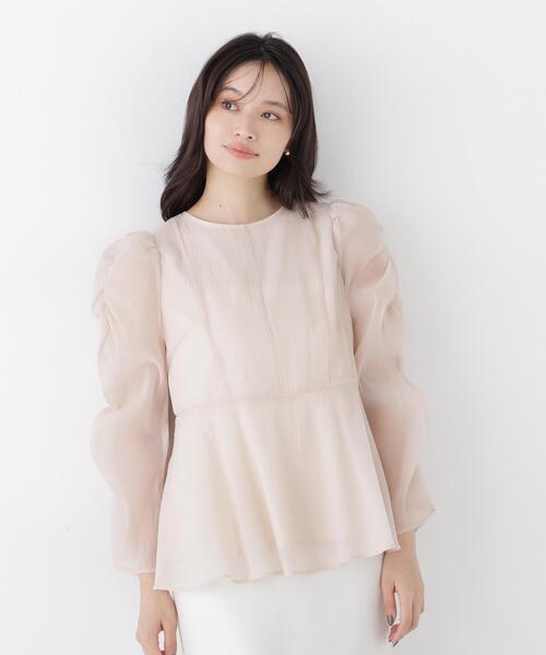 NATURAL BEAUTY BASIC(ナチュラルビューティーベーシック)の「シアーペプラムブラウス(シャツ/ブラウス・レディース・ホワイト系その他/ダークブラウン/ベージュ・SMALL/MEDIUM)」の12枚目の写真