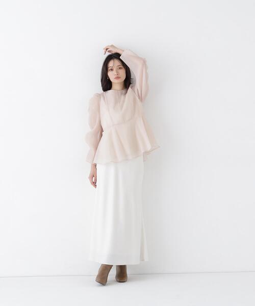 NATURAL BEAUTY BASIC(ナチュラルビューティーベーシック)の「シアーペプラムブラウス(シャツ/ブラウス・レディース・ホワイト系その他/ダークブラウン/ベージュ・SMALL/MEDIUM)」の13枚目の写真
