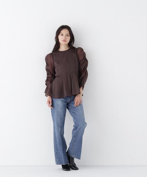 NATURAL BEAUTY BASIC(ナチュラルビューティーベーシック)の「シアーペプラムブラウス(シャツ/ブラウス・レディース・ホワイト系その他/ダークブラウン/ベージュ・SMALL/MEDIUM)」の19枚目の写真