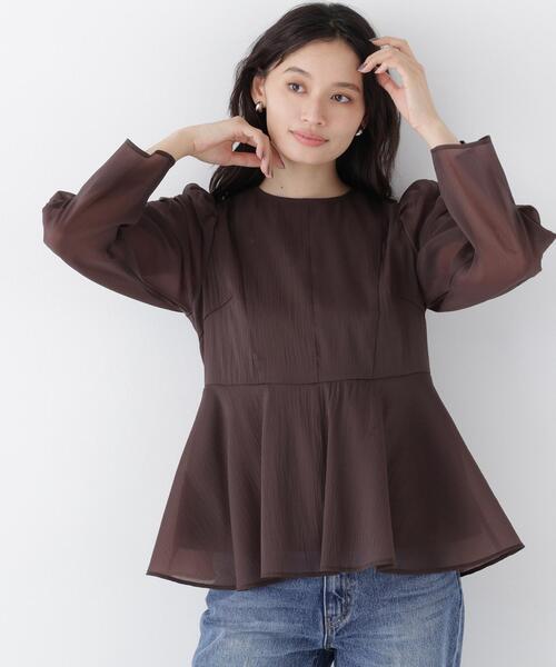 NATURAL BEAUTY BASIC(ナチュラルビューティーベーシック)の「シアーペプラムブラウス(シャツ/ブラウス・レディース・ホワイト系その他/ダークブラウン/ベージュ・SMALL/MEDIUM)」の20枚目の写真