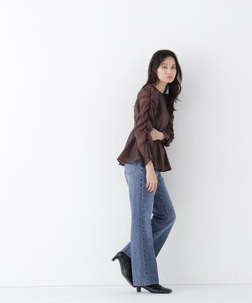 NATURAL BEAUTY BASIC(ナチュラルビューティーベーシック)の「シアーペプラムブラウス(シャツ/ブラウス・レディース・ホワイト系その他/ダークブラウン/ベージュ・SMALL/MEDIUM)」の21枚目の写真