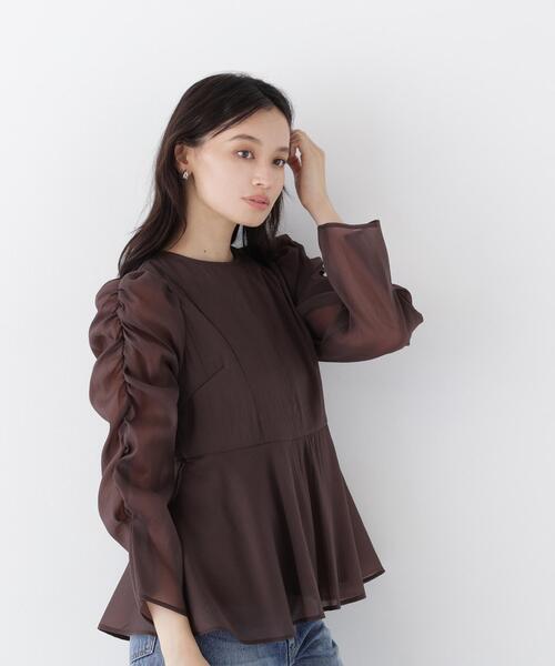 NATURAL BEAUTY BASIC(ナチュラルビューティーベーシック)の「シアーペプラムブラウス(シャツ/ブラウス・レディース・ホワイト系その他/ダークブラウン/ベージュ・SMALL/MEDIUM)」の22枚目の写真