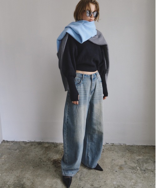 HANNE(アン)の「ワイドカーブデニムパンツ(デニムパンツ・レディース・ブルー・M/S)」の13枚目の写真