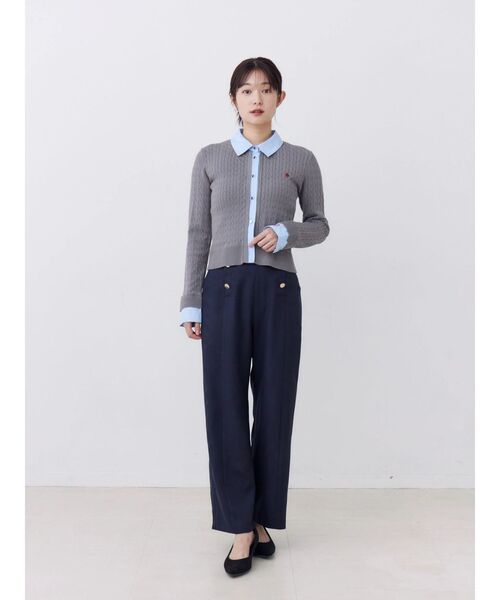 POLO BCS(ポロ ビーシーエス)の「【POLOBCS】シャツドッキングケーブルニット(ニット/セーター・レディース・ブラック/グレー/レッド・MEDIUM)」の9枚目の写真