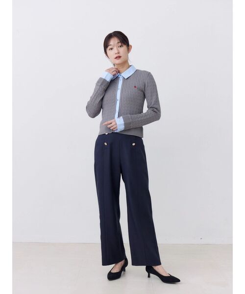 POLO BCS(ポロ ビーシーエス)の「【POLOBCS】シャツドッキングケーブルニット(ニット/セーター・レディース・ブラック/グレー/レッド・MEDIUM)」の10枚目の写真