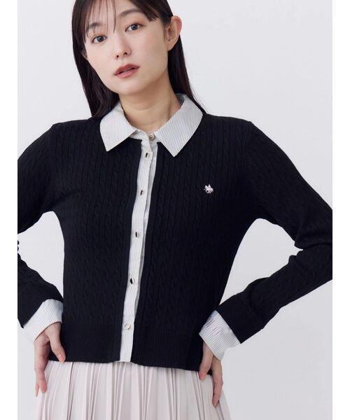 POLO BCS(ポロ ビーシーエス)の「【POLOBCS】シャツドッキングケーブルニット(ニット/セーター・レディース・ブラック/グレー/レッド・MEDIUM)」の12枚目の写真