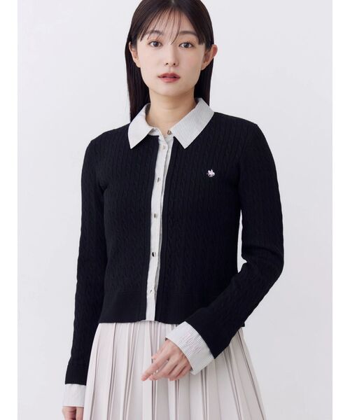 POLO BCS(ポロ ビーシーエス)の「【POLOBCS】シャツドッキングケーブルニット(ニット/セーター・レディース・ブラック/グレー/レッド・MEDIUM)」の14枚目の写真