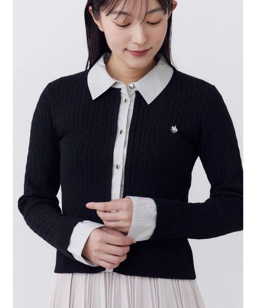 POLO BCS(ポロ ビーシーエス)の「【POLOBCS】シャツドッキングケーブルニット(ニット/セーター・レディース・ブラック/グレー/レッド・MEDIUM)」の15枚目の写真