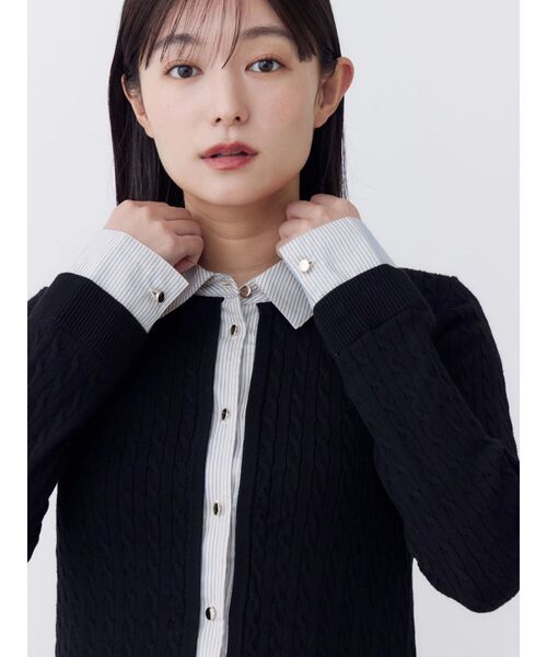 POLO BCS(ポロ ビーシーエス)の「【POLOBCS】シャツドッキングケーブルニット(ニット/セーター・レディース・ブラック/グレー/レッド・MEDIUM)」の16枚目の写真