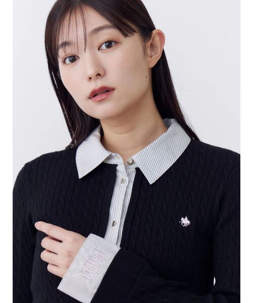 POLO BCS(ポロ ビーシーエス)の「【POLOBCS】シャツドッキングケーブルニット(ニット/セーター・レディース・ブラック/グレー/レッド・MEDIUM)」の17枚目の写真