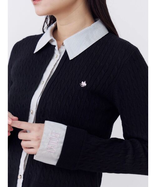 POLO BCS(ポロ ビーシーエス)の「【POLOBCS】シャツドッキングケーブルニット(ニット/セーター・レディース・ブラック/グレー/レッド・MEDIUM)」の18枚目の写真