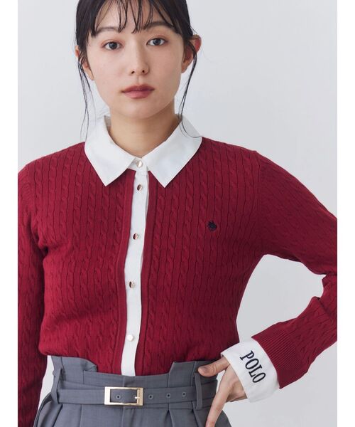 POLO BCS(ポロ ビーシーエス)の「【POLOBCS】シャツドッキングケーブルニット(ニット/セーター・レディース・ブラック/グレー/レッド・MEDIUM)」の22枚目の写真