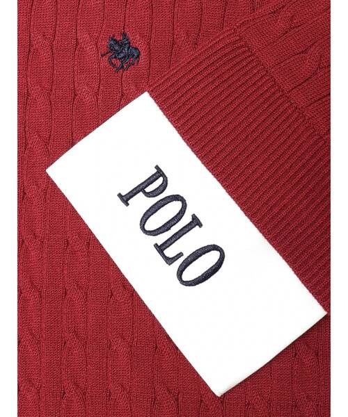 POLO BCS(ポロ ビーシーエス)の「【POLOBCS】シャツドッキングケーブルニット(ニット/セーター・レディース・ブラック/グレー/レッド・MEDIUM)」の4枚目の写真