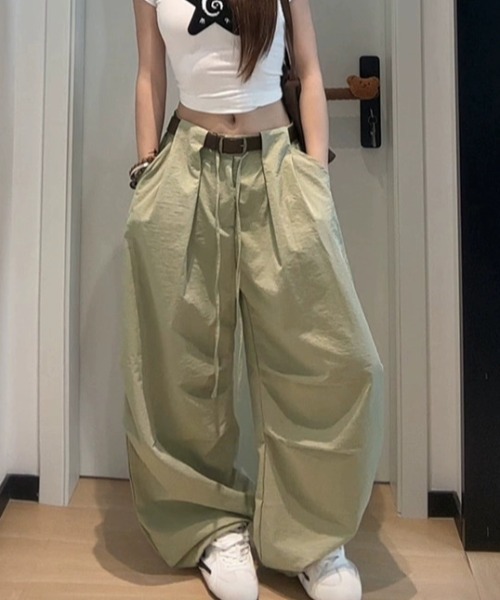 ampm（エーエムピーエム）の「タックバルーンワイドパンツ（その他パンツ・レディース・カーキ・M/S）」の5枚目の写真
