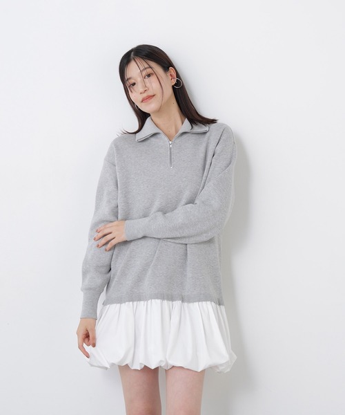 N.（N. Natural Beauty Basic）（エヌエヌナチュラルビューティーベーシック）の「バルーンミニニットワンピ（ワンピース・レディース・グレー系その他/ネイビー系・ﾌﾘ-）」の15枚目の写真