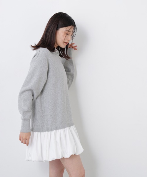 N.（N. Natural Beauty Basic）（エヌエヌナチュラルビューティーベーシック）の「バルーンミニニットワンピ（ワンピース・レディース・グレー系その他/ネイビー系・ﾌﾘ-）」の17枚目の写真