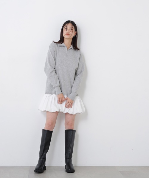 N.（N. Natural Beauty Basic）（エヌエヌナチュラルビューティーベーシック）の「バルーンミニニットワンピ（ワンピース・レディース・グレー系その他/ネイビー系・ﾌﾘ-）」の18枚目の写真