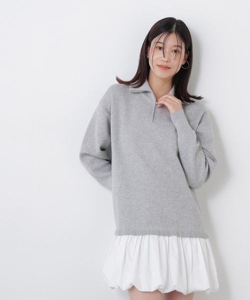 N.（N. Natural Beauty Basic）（エヌエヌナチュラルビューティーベーシック）の「バルーンミニニットワンピ（ワンピース・レディース・グレー系その他/ネイビー系・ﾌﾘ-）」の19枚目の写真