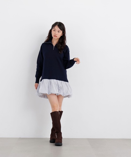 N.（N. Natural Beauty Basic）（エヌエヌナチュラルビューティーベーシック）の「バルーンミニニットワンピ（ワンピース・レディース・グレー系その他/ネイビー系・ﾌﾘ-）」の22枚目の写真